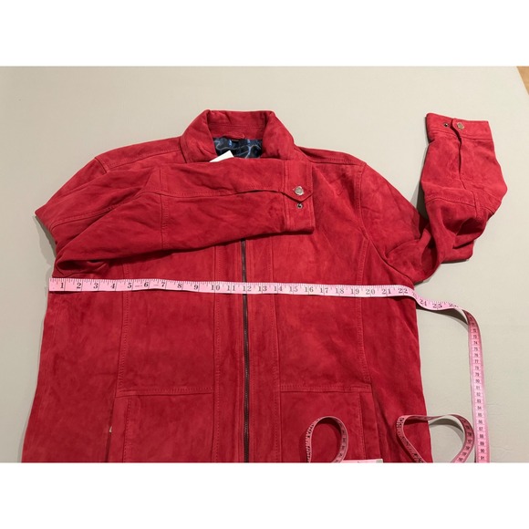 Paul Fredrick Suede Leather Jacket Mens L Red New Zip Front Harrington jacket - Picture 13 of 16